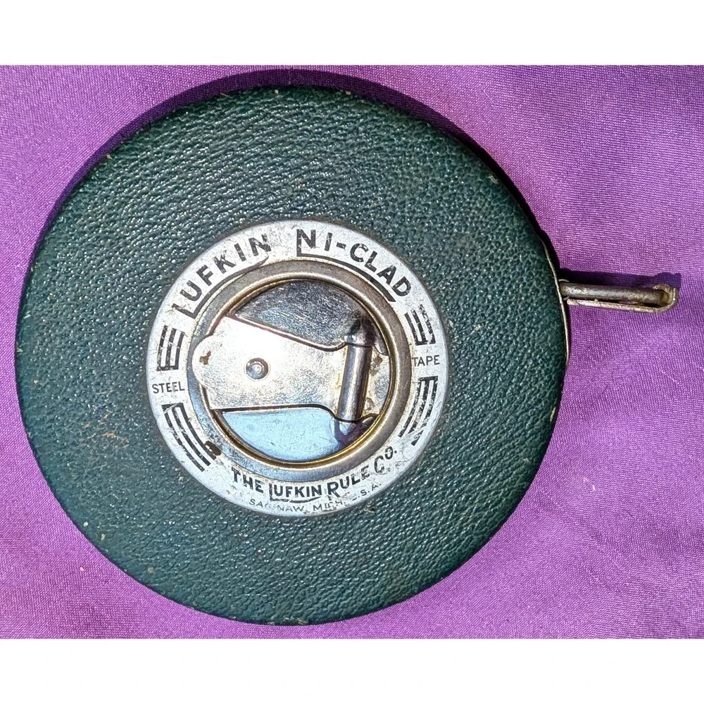 Vtg Lufkin Ni-Clad 75ft Royal Steel Tape Measure Saginaw Mi Green